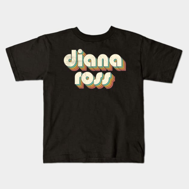 Retro Vintage Rainbow Diana Letters Distressed Style Kids T-Shirt by Cables Skull Design
